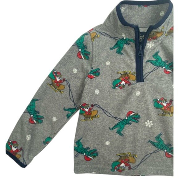OshKosh B'gosh Holiday Dino Half-Zip Pullover size 3T - Picture 2 of 8